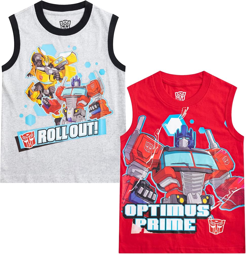 Hasbro Transformers Optimus Prime and Bumblebee Boys 2 Pack Tank Top for Little Kids