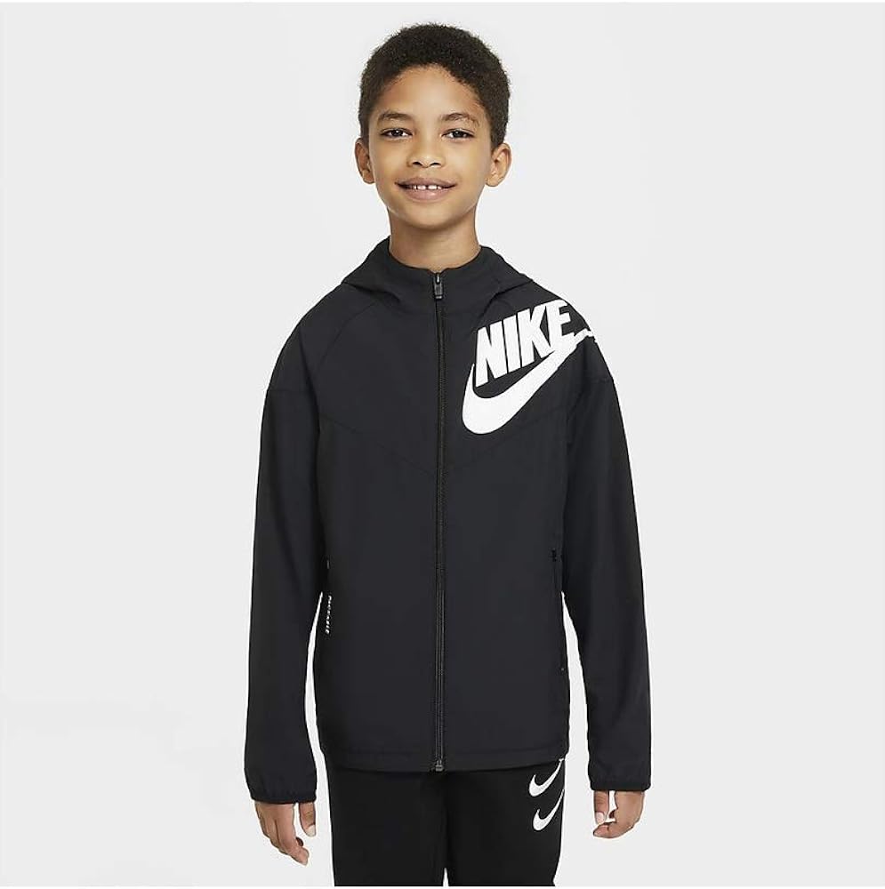 Nike Sportswear Windrunner Big Kids' (Boys') Jacket (Small, Black/White)