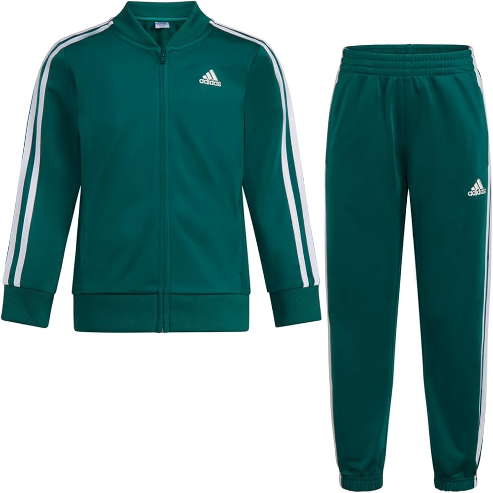 adidas Boys' Little Tricot Jacket & Pant Clothing Set, Collegiate Green, 5