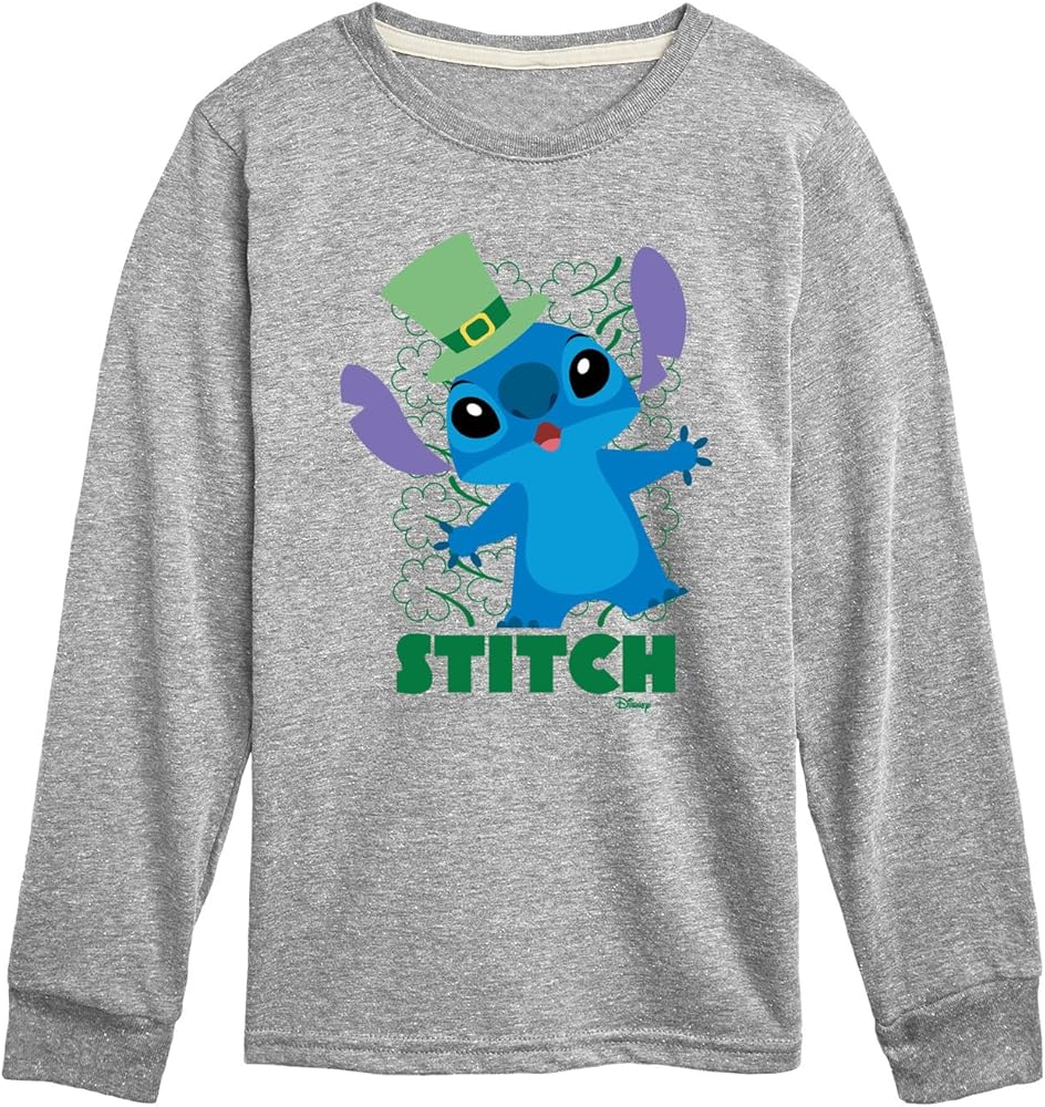 Disney Lilo & Stitch - St. Patrick's Day - Stitch & Clovers - Toddler & Youth Long Sleeve T-Shirt