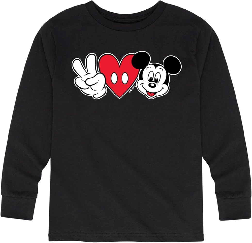 Disney Mickey & Friends - Peace Love Mickey - Toddler and Youth Long Sleeve Graphic T-Shirt