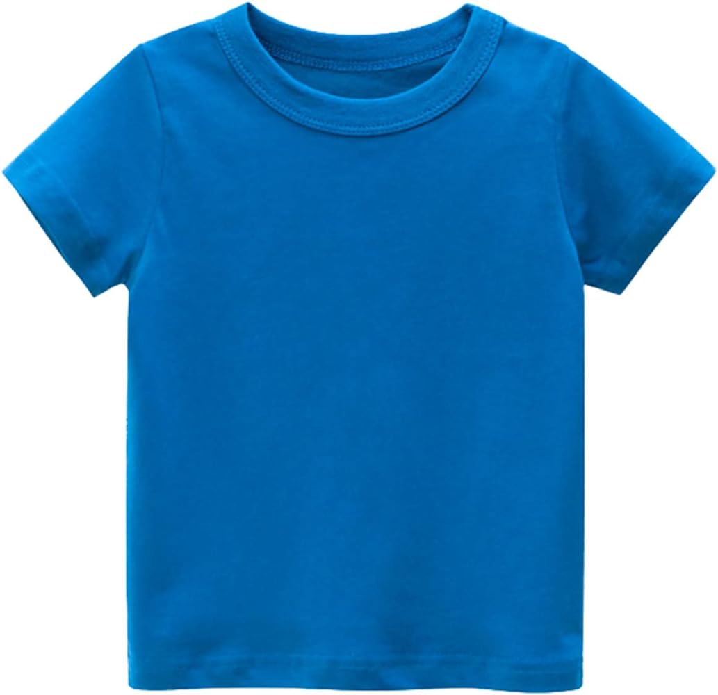 Toddler Kids Girls Boys Short Sleeve Basic T Shirt Casual Summer Tees Shirt Tops Solid Color Workout Pack