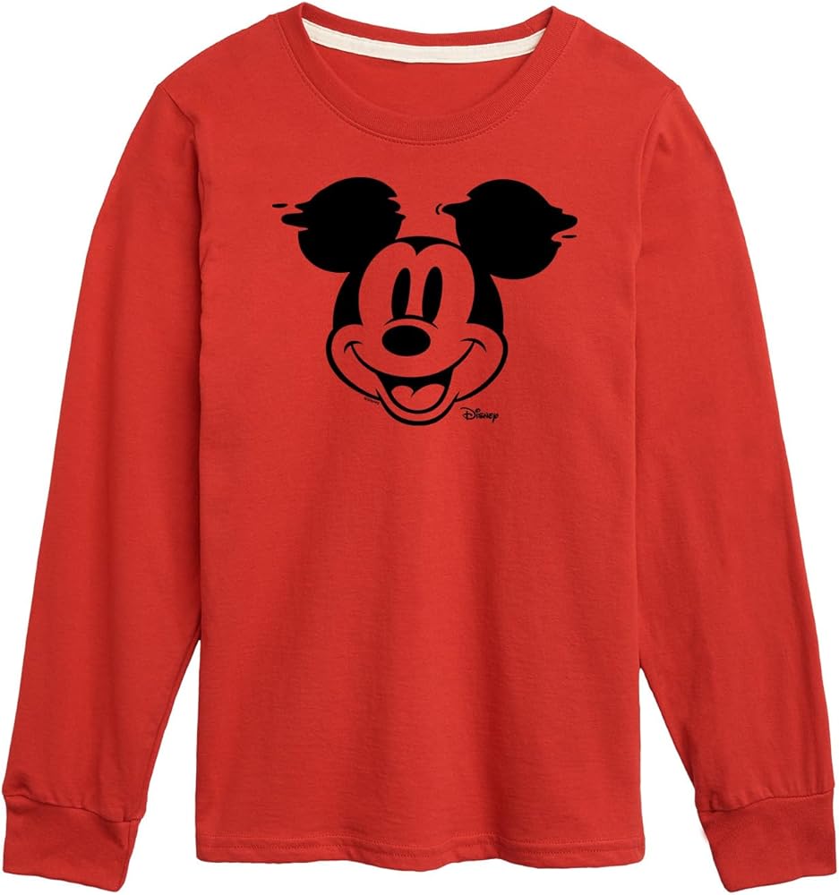 Disney Characters - Mickey & Friends - Mickey Face Glitch - Toddler and Youth Long Sleeve Graphic T-Shirt