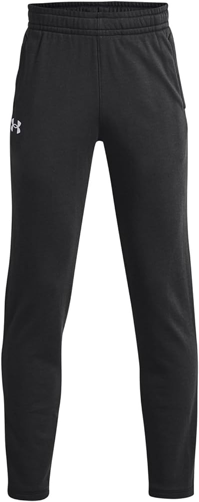 Under Armour Boy's Rival Terry Fleece Tapered Pants (Small, Black/Gray)