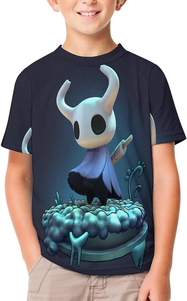 Hollow Gaming Knight Children's T-Shirt for Boys Girls Kids Crewneck Tee Shirts Short Sleeve Lightweight Blouse Tops