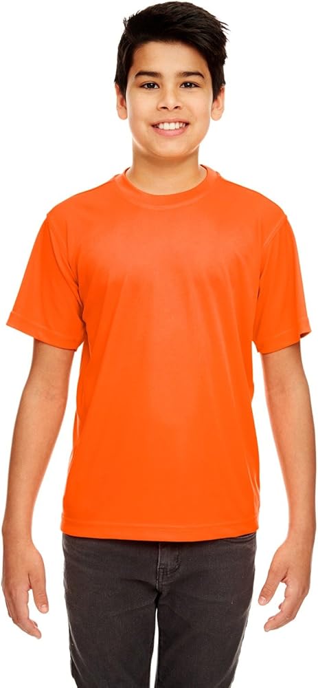 UltraClub Big Boys' Athletic Performance Crewneck T-Shirt, Bright Orange