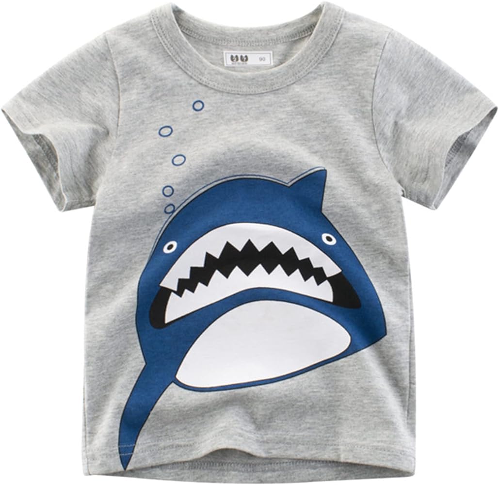 Boys Blank Tops Short Years T Sharks Shirts for 17 Tee Tops Sleeve Baby Toddler Crewneck Cartoon Boys Tops