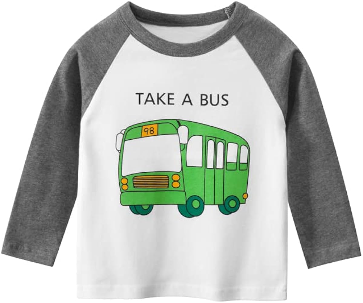 Toddler Kids Long Sleeve T-Shirts Baby Boys Cars Cartton Printed T Shirt Crewneck Raglan T Shirts Tees Shirt Tops