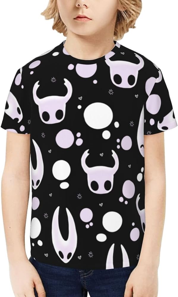 Hollow Gaming Knight Unisex Graphic T-Shirts Crewneck Summer Shirt Short Sleeve Tops Blouse for Boys Girls