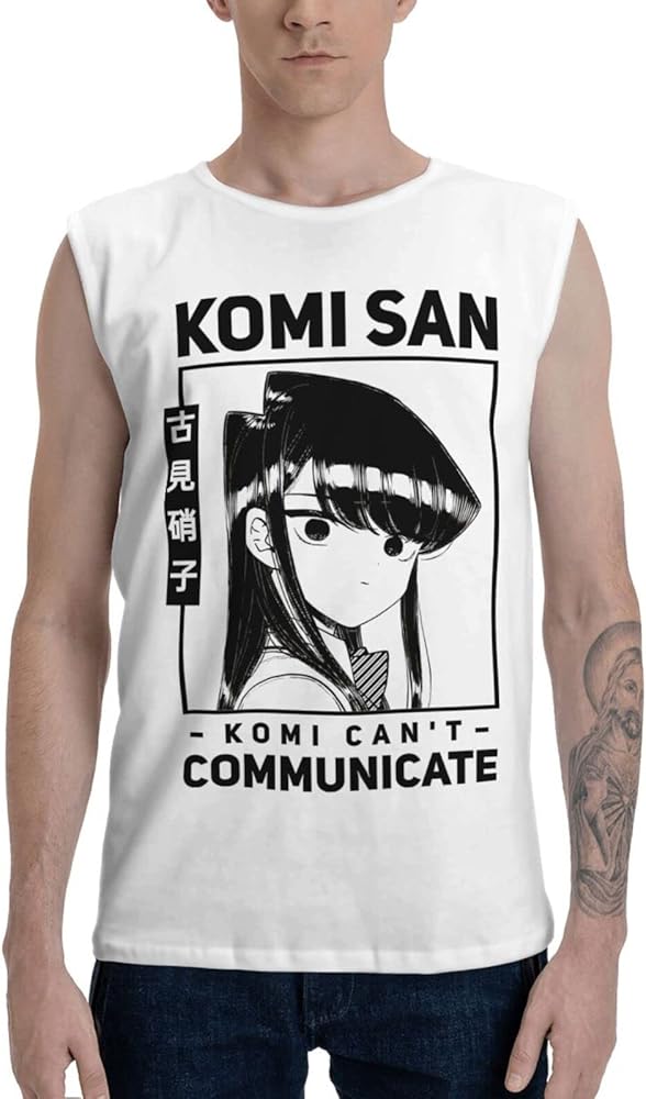 Anime Komi Can't Communicate Tank Top Men's Summer Sleeveless Tee Casual Running Workout Sport Vest