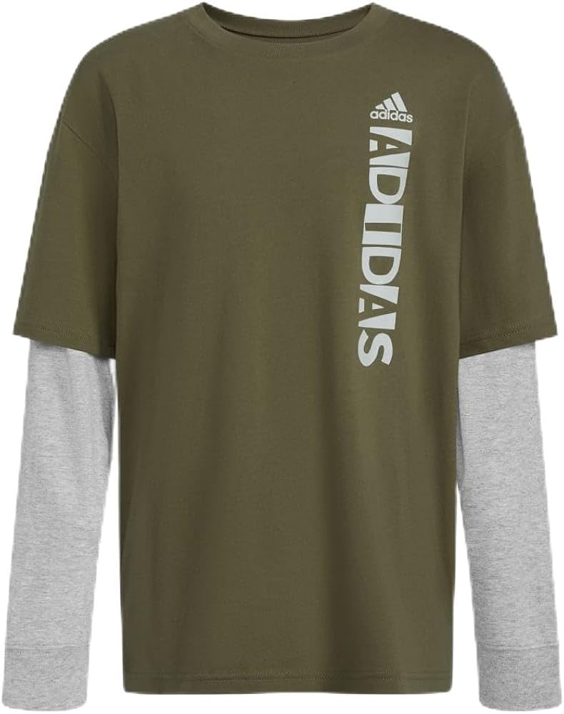 Adidas Long Sleeve Checks Layered Tee Olive