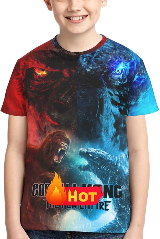 Boys Shirt 3D Printed T-Shirt Monster Short Shirt Crewneck Fashion Short Sleeve Shirts