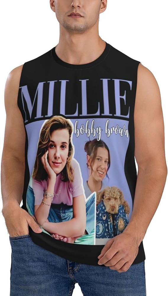 Millie Bobby Brown Tank Tops Boys Lightweight Summer Casual Sleeveless Muscle Workout Running Gym T Shirts