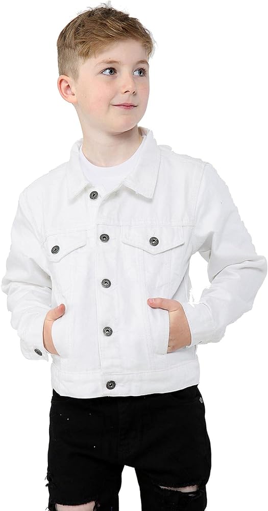 Kids Boys Jackets Designer White Denim Jeans Fashion Jacket Coat Age 3-13 Yr