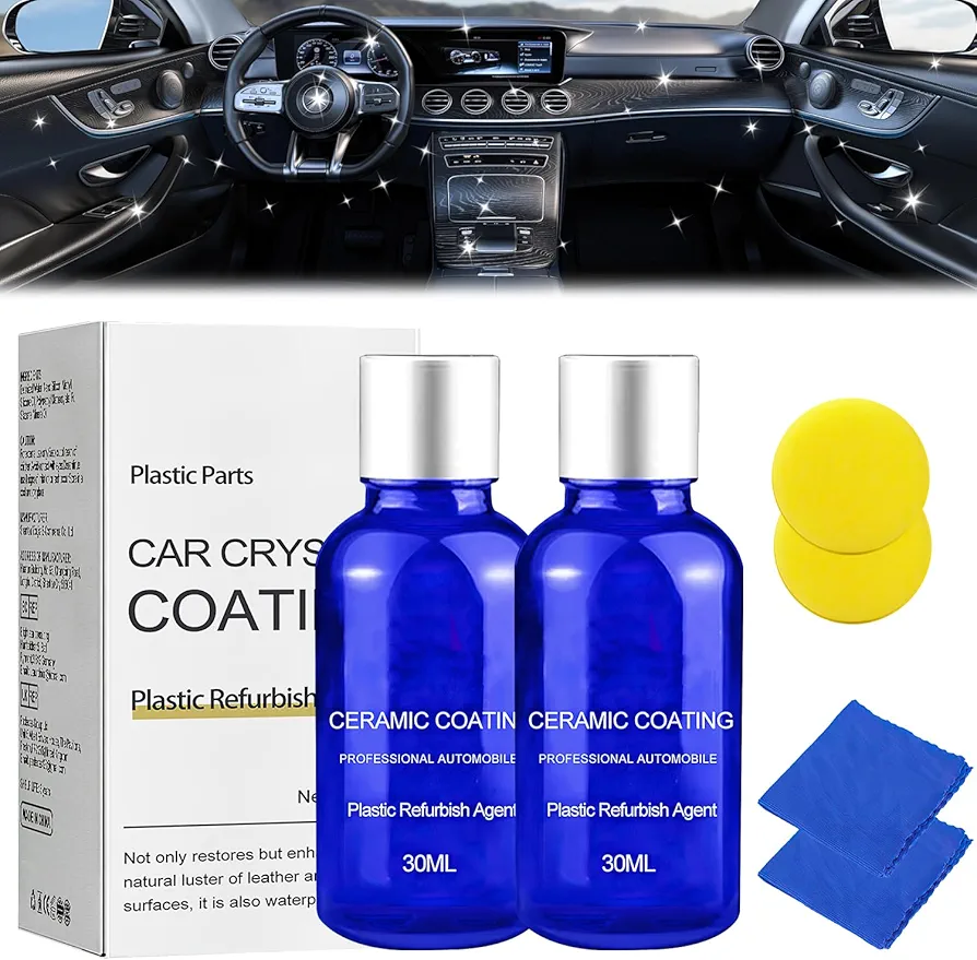 Plastic Parts Refurbish Agent, 2024 Car Plastic Parts Refurbish Plastic Parts Crystal Coating,Best Plastic Parts Crystal Coating,Plastic Coating Trim Restore for Car Plastic Parts (2pcs*30ml)