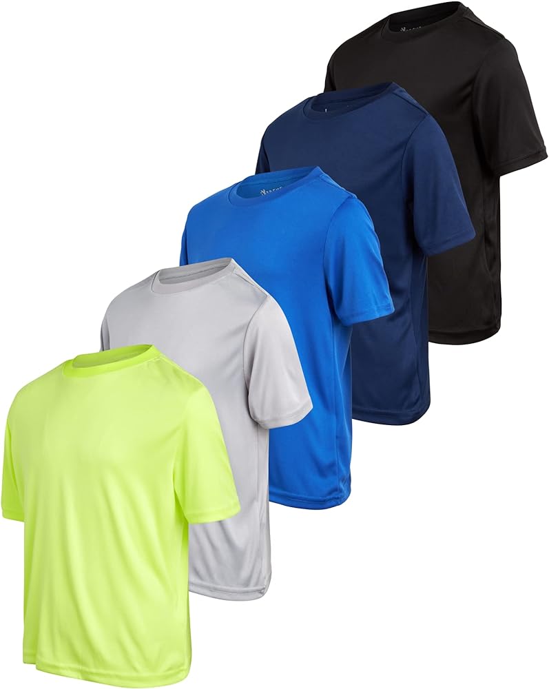 iXtreme Boys' Active T-Shirt - 5 Pack Performance Dry-Fit Short Sleeve Sports Tee - Athletic Workout Shirt for Boys (6-18)