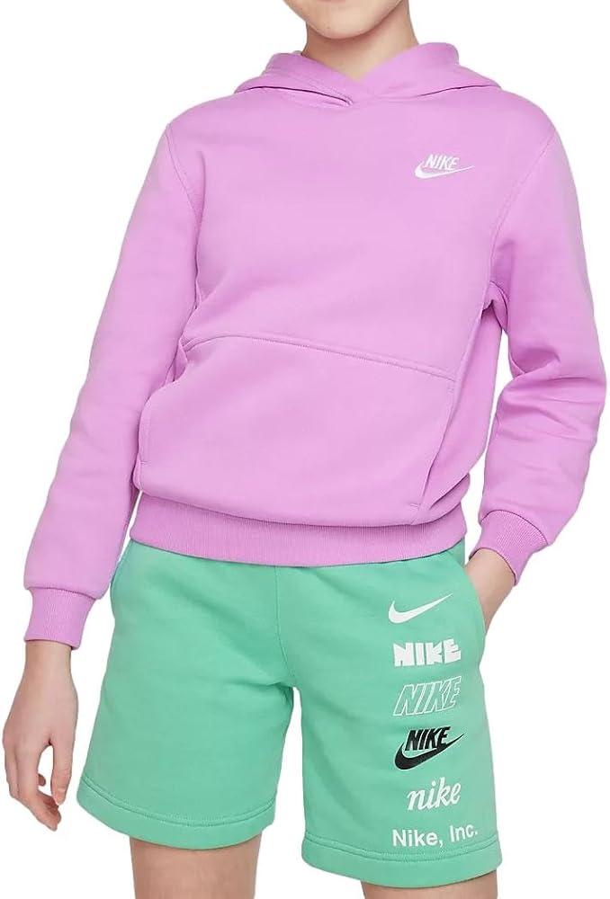 Nike Sportswear Boys' Club Pullover Hoodie (US, Alpha, Small, Regular, Rush Fuchsia/White)