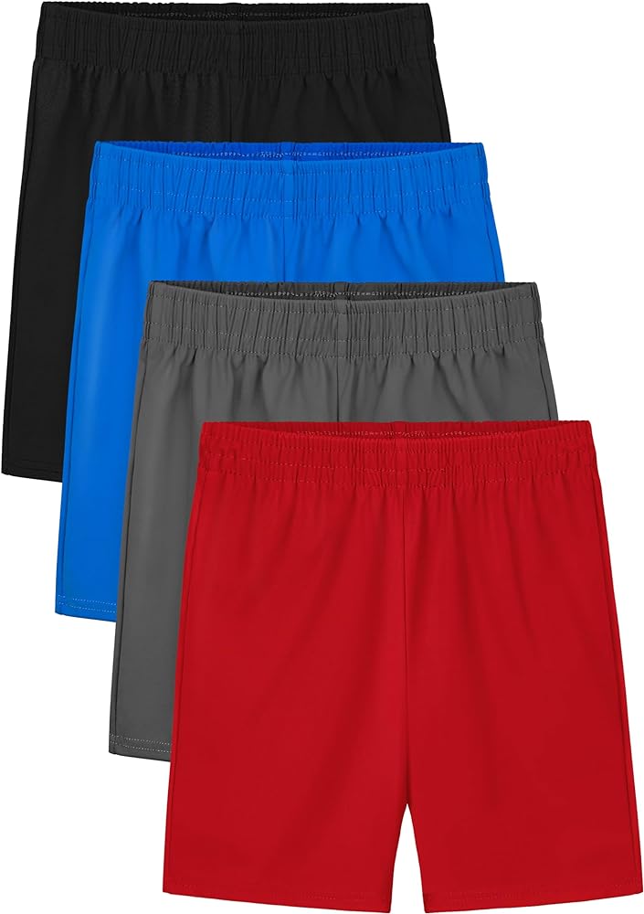 Resinta 4 Pack Toddler Boys Basketball Shorts Boys Sports Shorts Little Boys Pull On Performance Shorts Kids Soccer Shorts