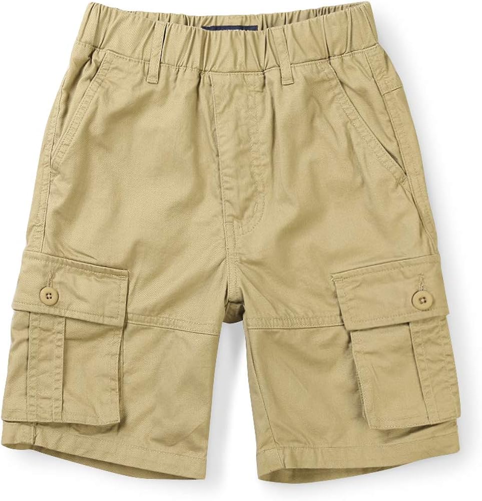 Mesinsefra Boys' Men's Pull on Cargo Shorts Full Elastic Waist Casual Shorts with Multi Pockets