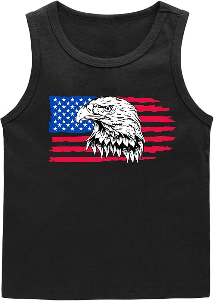 4th of July Tank Tops Boys Girls American Flag Shirts Kids Patriotic USA T-Shirt Cotton Sleeveless Tees Tops 1-7T