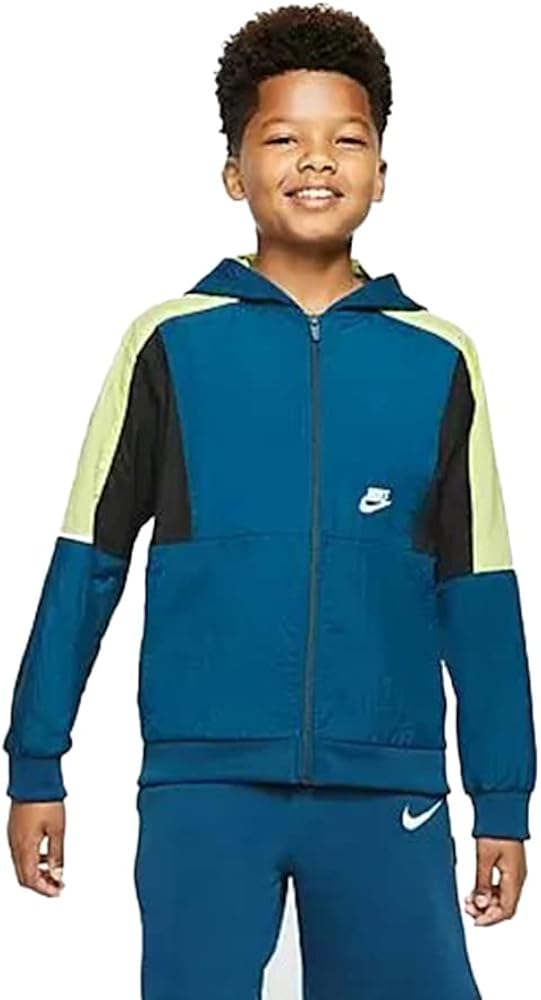 Nike Sportswear Woven Colorblock Full-Zip Boys Jackets Size M, Color: Navy/Mint