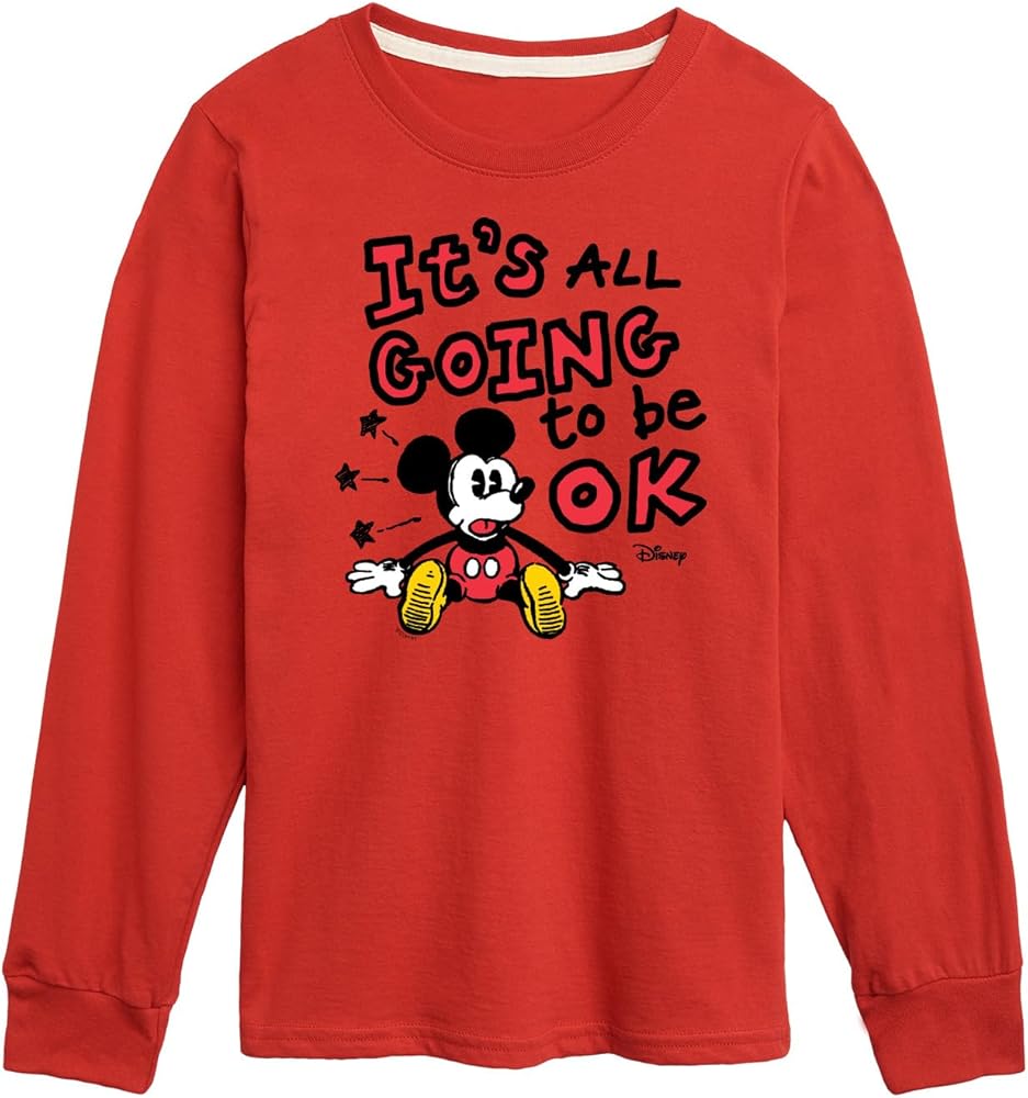 Disney Mickey Mouse - It's All Going to Be Ok - Youth Long Sleeve Graphic T-Shirt