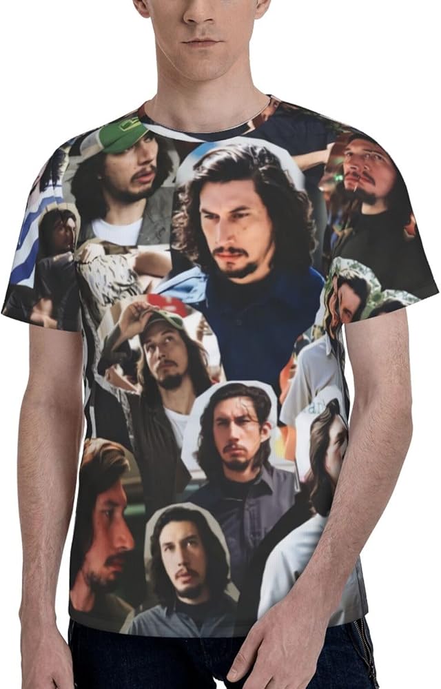 Adam Driver T Shirt Mens Summer Comfortable Fit Soft Short Sleeve Round Neck Basic Tee Tops