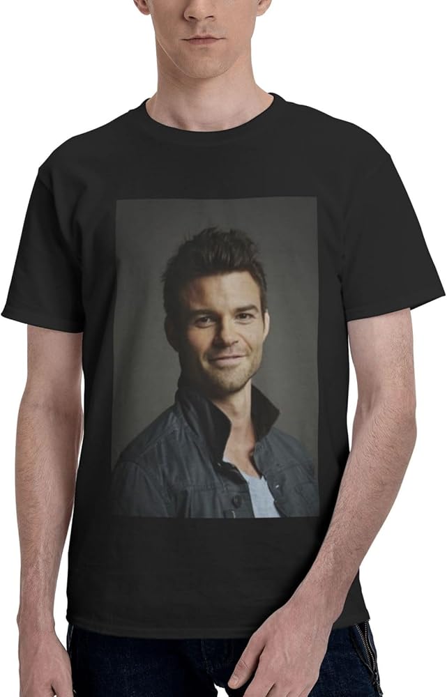 Daniel Gillies T Shirt Man's Lightweight Soft Short Sleeve Casual Basic Round Neckline Tee Tops