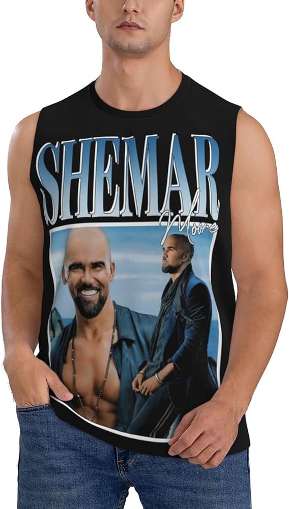 Shemar Moore Tank Top Man's Summer Casual Novelty Polyester Sleeveless Tee Shirts for Men