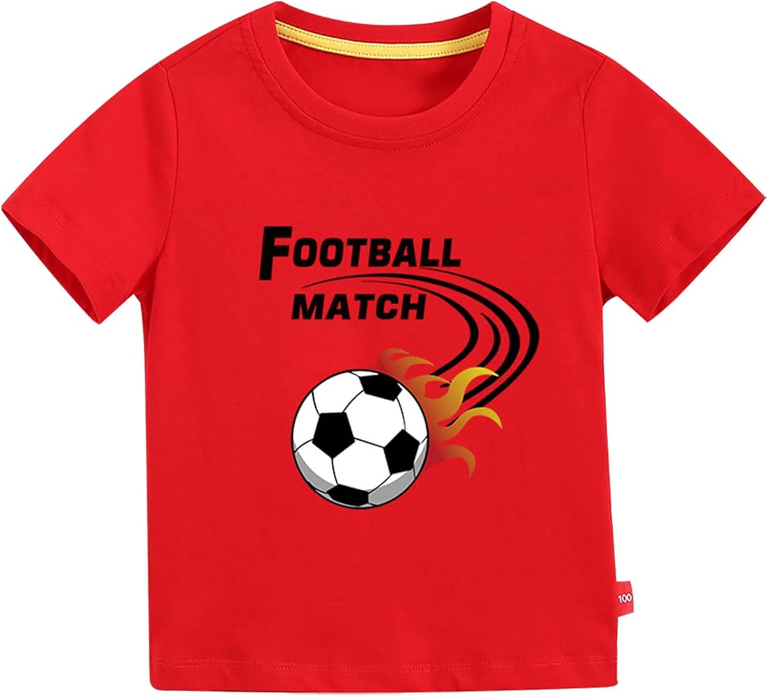 Toddler Kids Girls Boys Football Cartoon 3D Prints Loose Tops Soft Short Sleeve T Shirt Tee Tops Clothes Youth Tops Boys