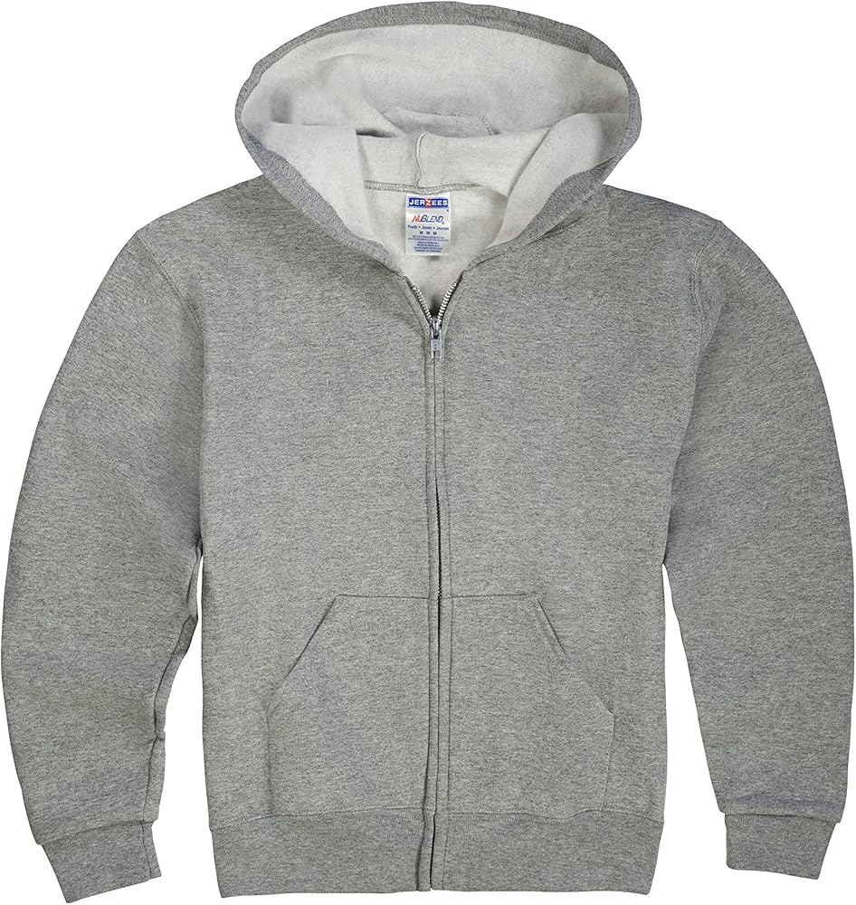 Jerzees boys Fleece Sweatshirts, Hoodies & Sweatpants Hooded Sweatshirt, Full Zip - Oxford Grey, X-Large US