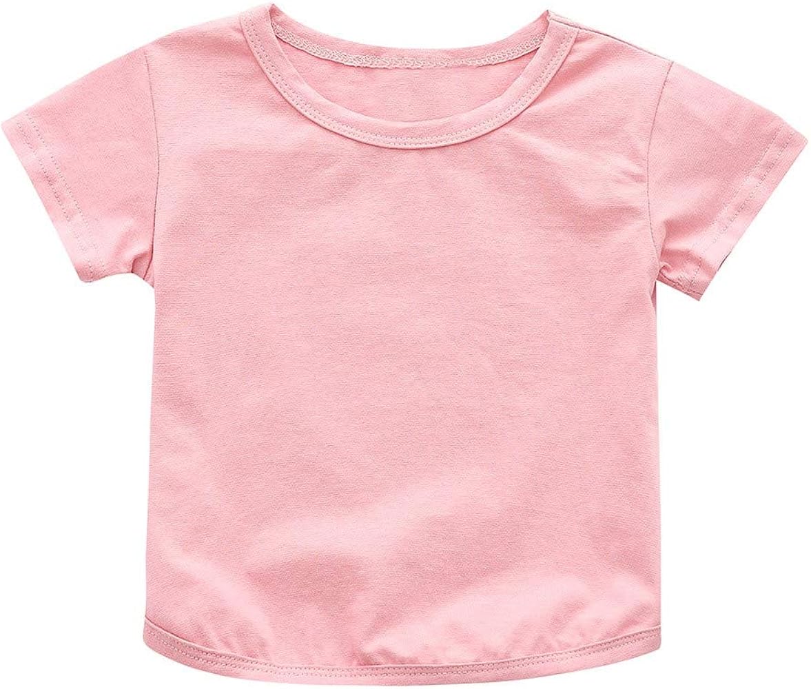 Children Baby Kids Short Sleeve Solid Color T-Shirt Boys Girls Clothes Big Boys Shirt Long Sleeve