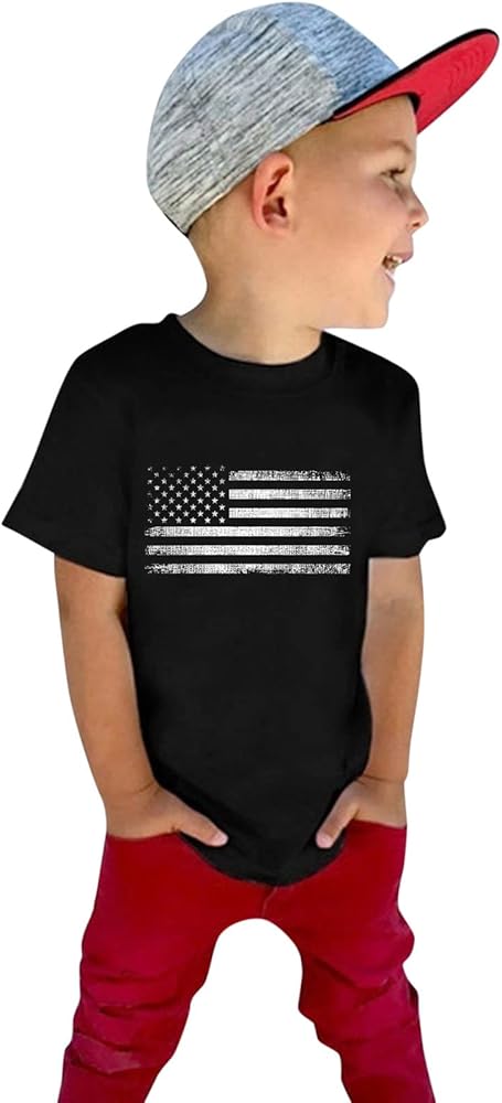 Baby Boys American Flag Short Sleeve Graphic T Shirt Toddler Kids 4th of July Tee Tops Independence Day Shirt