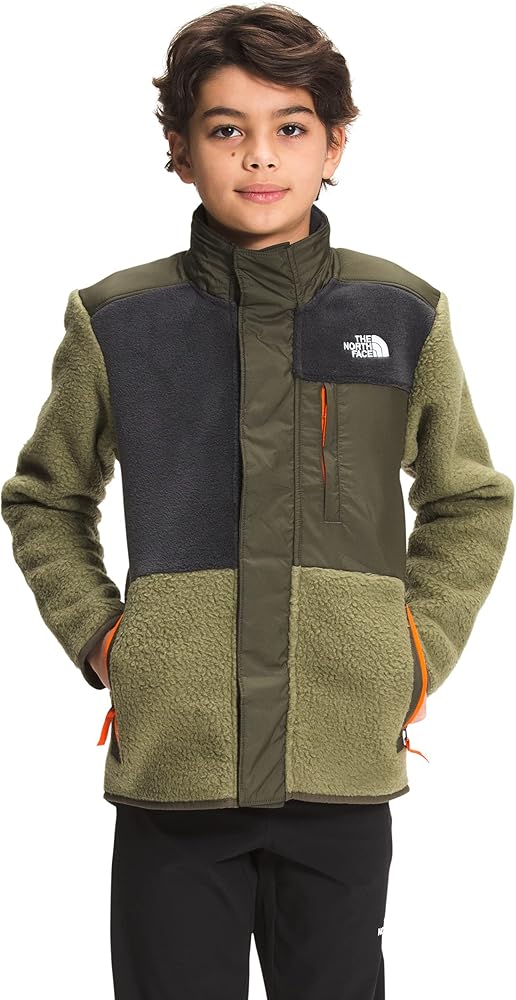 THE NORTH FACE Boys' Forrest Mixed-Media Full Zip Fleece Jacket, Burnt Olive Green, Large