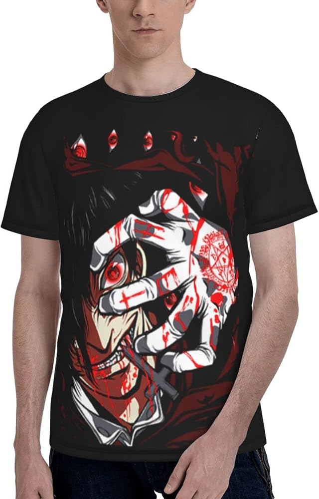 Anime Manga Hellsing T Shirt Man's Novelty Tee Summer O-Neck Short Sleeves Shirts