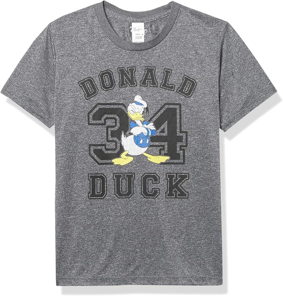 Disney Characters Donald Duck Collegiate Boy's Performance Tee, Charcoal Heather, Medium