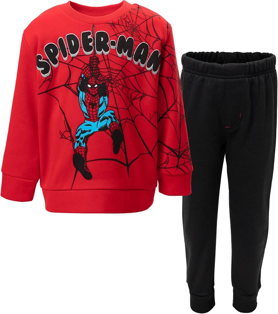 Marvel Spider-Man Fleece Sweatshirt and Pants Outfit Set Toddler to Big Kid Sizes (2T - 14-16)