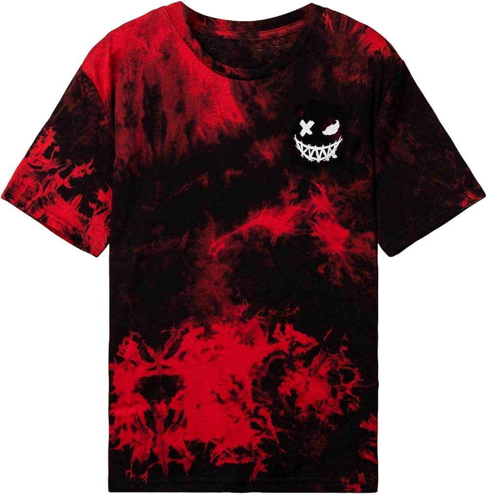 SOLY HUX Boy's Tie Dye Graphic Print T Shirts Short Sleeve Drop Shoulder Summer Tee Tops