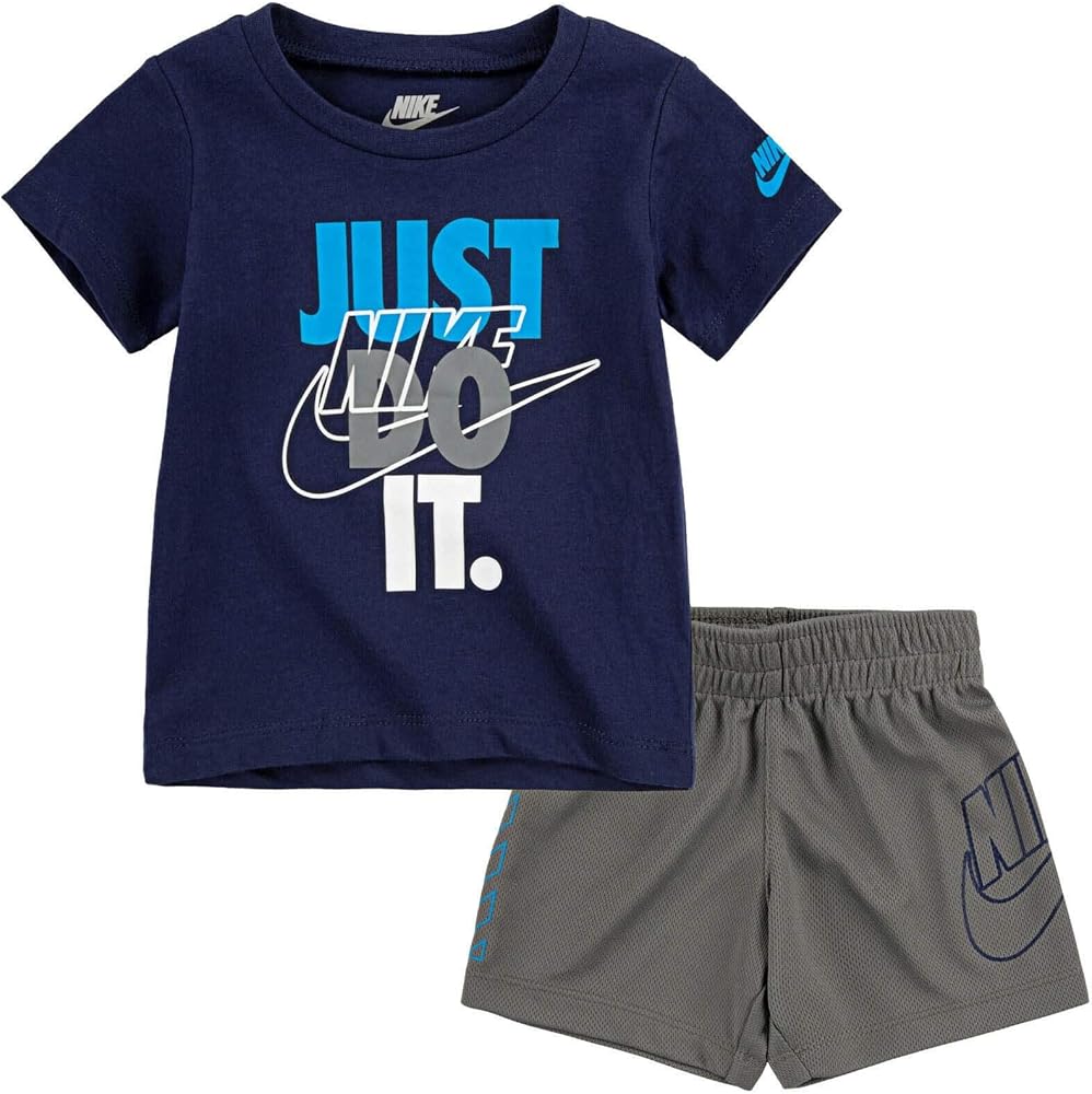 Nike Little Boy's JDI Outline Logo T-Shirt and Short Set (Smoke Grey, 5)