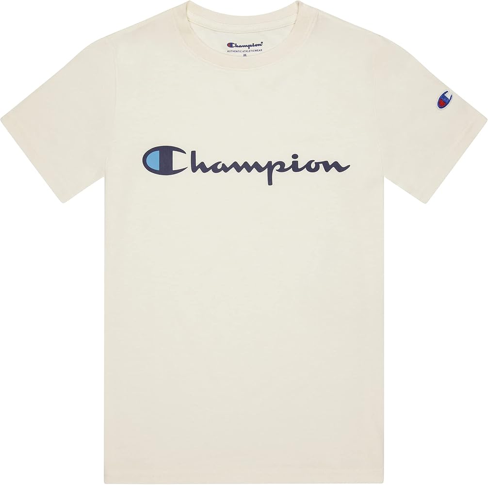 Champion Boy's Short Sleeve Fashion Tee Shirt Top for Kids Natural