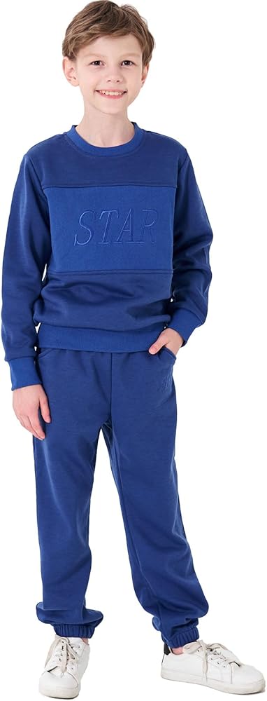 Boys Fleece Sweatsuit Pullover and Sweatpants Set Girls Tracksuit Outfits for Kids 4-13 Years