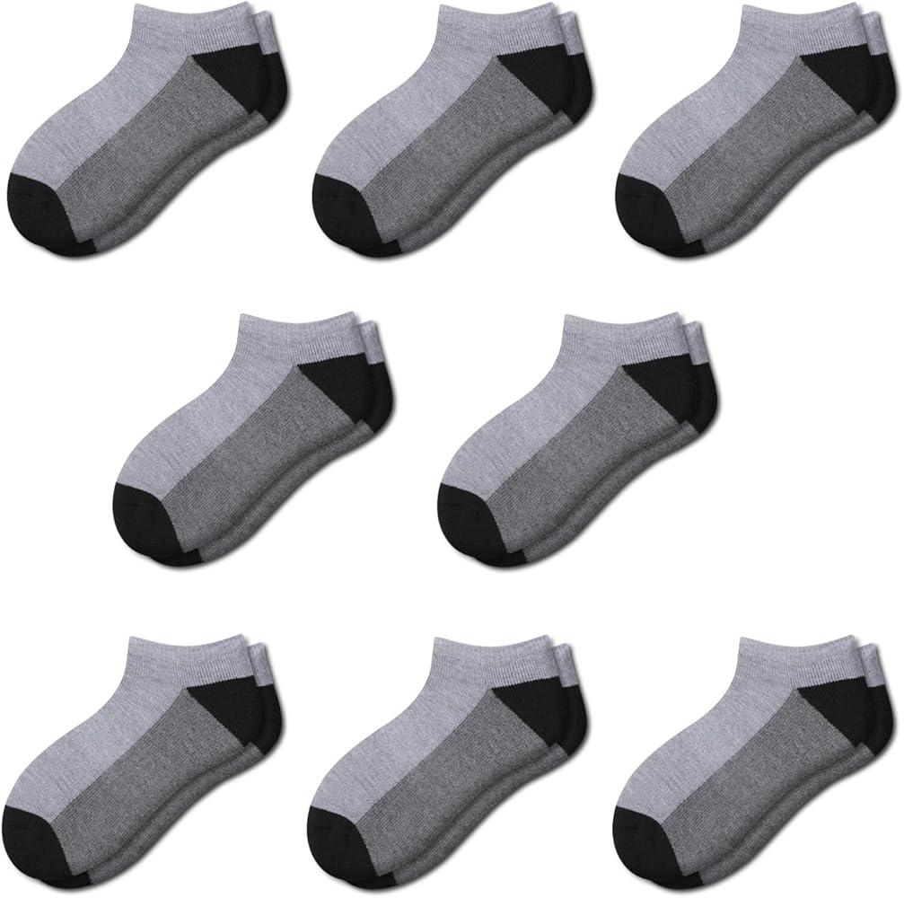 Comfoex Boys Socks 8 Pairs 6-8 4-6 8-10 Years Old Ankle Athletic Low Cut Socks Short Half Cushioned Socks