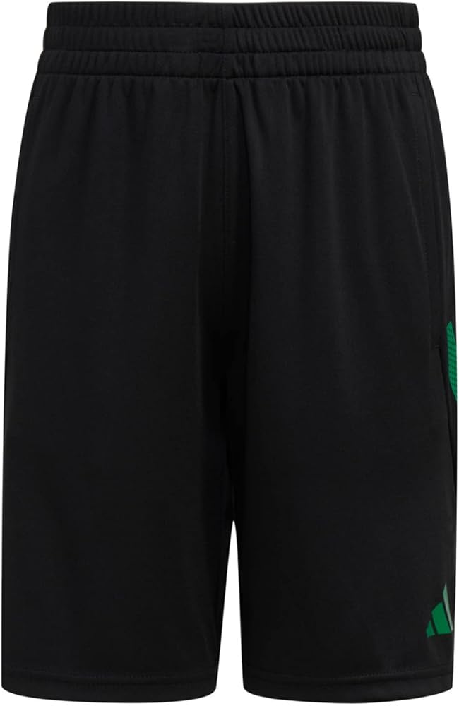 adidas Boys' Elastic Waistband Classic 3S Short, Black with Green, X-Large