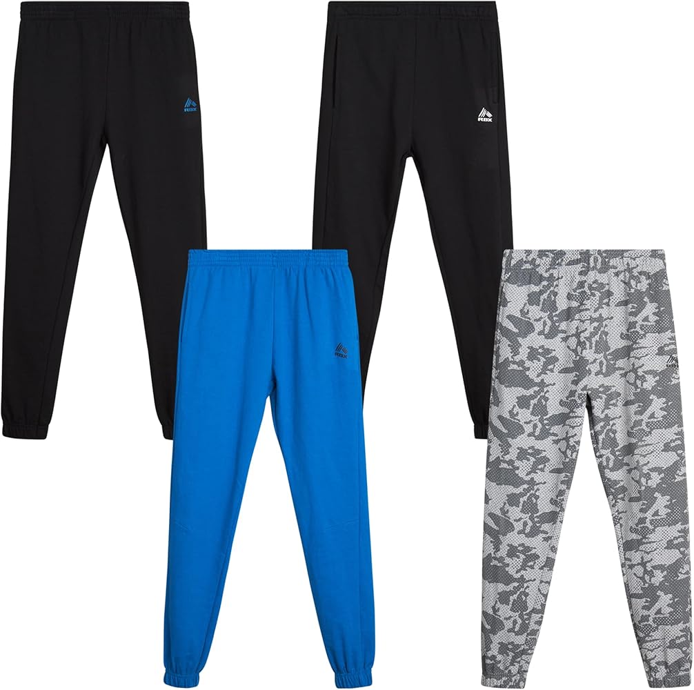 RBX Boys Sweatpants 4 Pack Active Fleece Jogger Pants (Size 8-20), Size 8, Twill BlackBlue Black