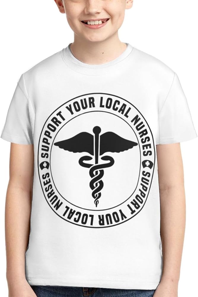 Support Your Local Nurse Boys Girls Shirts Kids Short Sleeve Classic Crewneck Top Tee