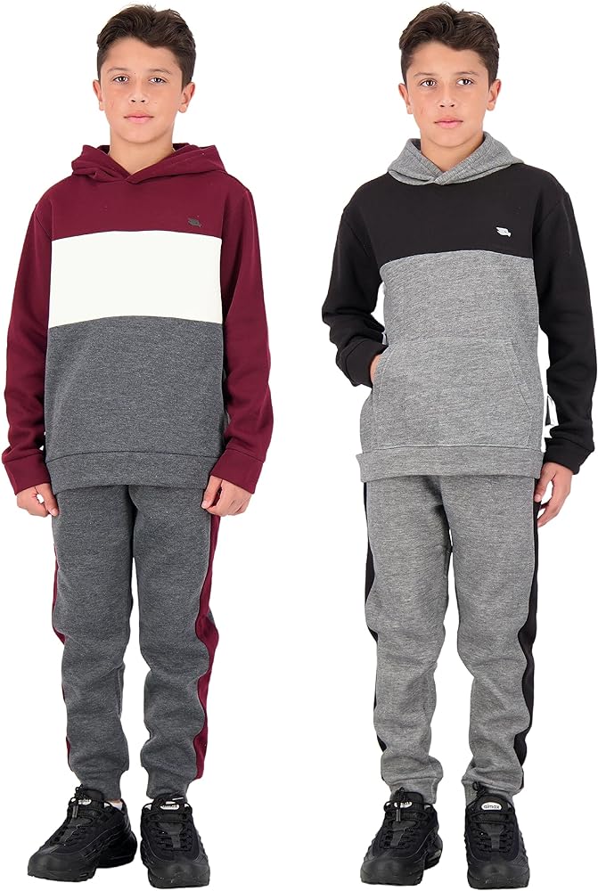 TONY HAWK 4 Piece Boys Jogger Sets for Kids 2 Pack Fleece Hoodie and Pull-On Sweatpants for Kids Skateboarding