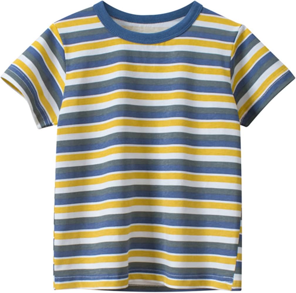 Toddler Kids Baby Boys Girls Striped Short Sleeve Crewneck T Shirts Tops Tee Clothes for Children Tops Kids