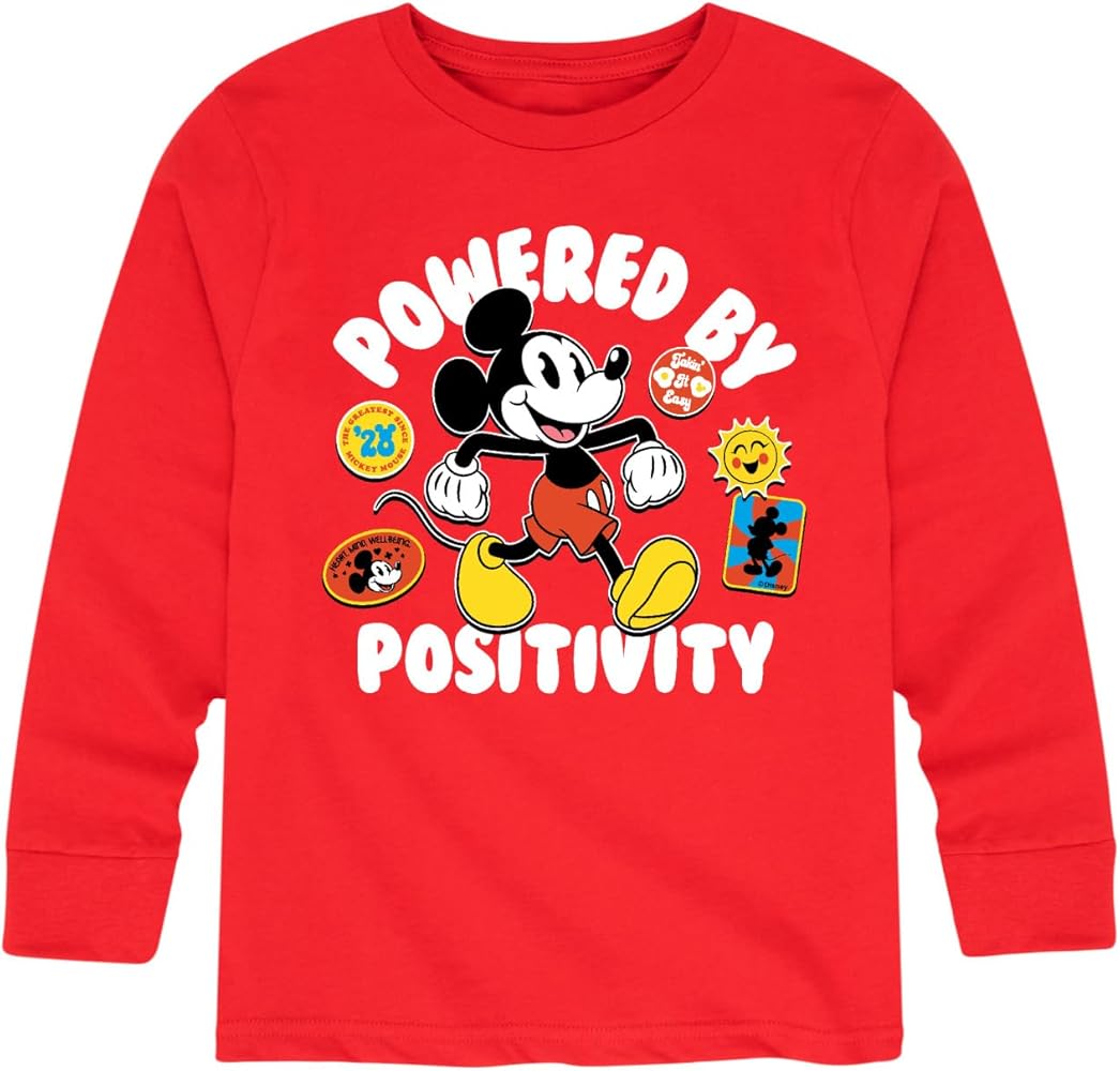 Disney Mickey & Friends - Powered by Positivity - Toddler and Youth Long Sleeve Graphic T-Shirt