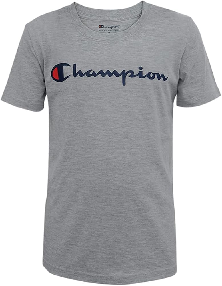 Champion Boys Heritage Short Sleeve Cotton Logo Tee Kids (Heritage Oxford Heather, X-Large)