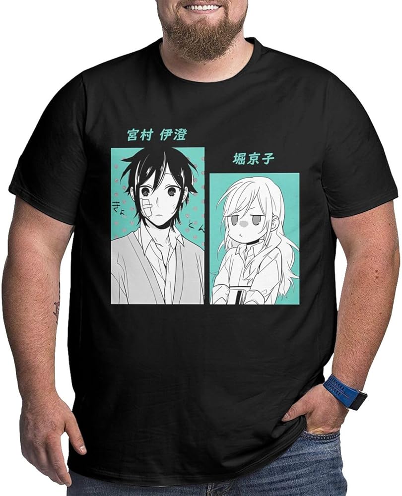 Anime Big Size Men's T Shirt Horimiya Round Neck Short-Sleeve Tee Tops Custom Tees Shirts